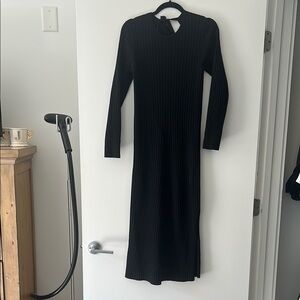 Black Ribbed Sweater Dress